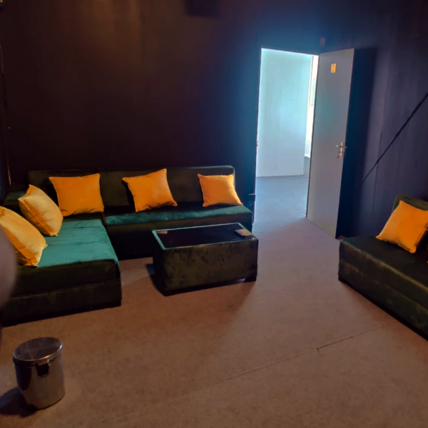 Sofas and table inside a private lounge